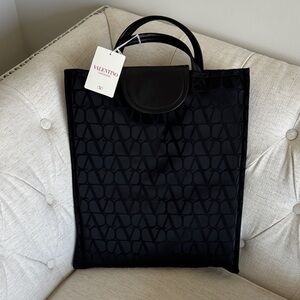 Valentino Garavani Black Monogram laptop case with dust bag